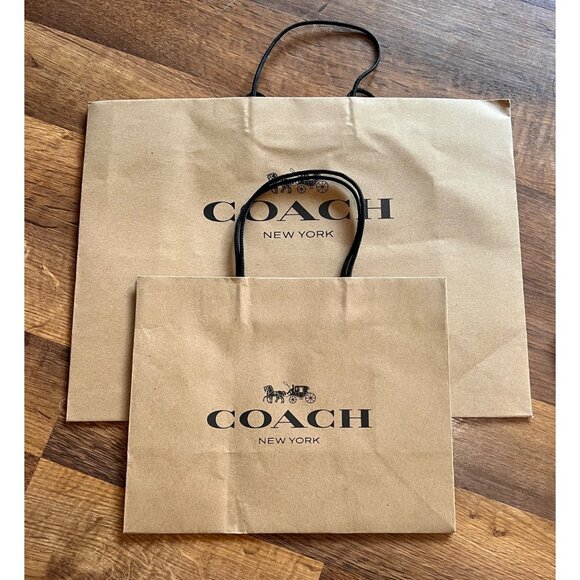 Coach New York Branded Paper Shopping Bags With Black Rope Handles - Large & Sma - Picture 1 of 2